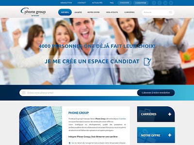 Phone group Homepage website blue call center homepage phone group ui ux website white