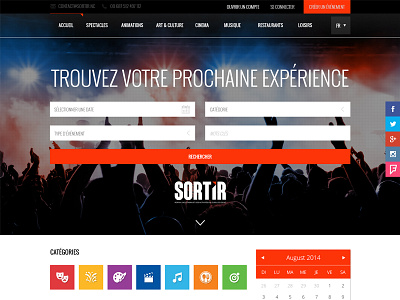 SORTIR Homepage website black events homepage orange ui ux website