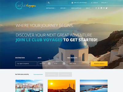 Le Club Voyages Website blue deals flash homepage morocco travel ui ux website yellow