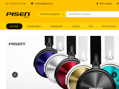 Pisen E-commerce website black homepage pisen ui ux website yellow