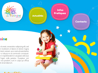 La fontaine Website colorful design interface kids kindergarten school ui ux website