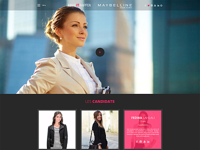 Make it happen by maybelline black design interface makeithappen makeup maybelline pink ui ux webserie website white