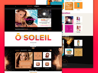 ô soleil by l'oreal - e-commerce website black design ecommerce interface loreal makeup osoleil pink ui ux website white