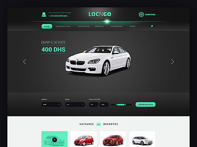 LOCNGO Website blue car green interface rent skeuomorphism ui ux website