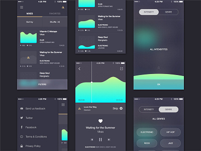 Music app app dj filter flat gradient graph ios music ui