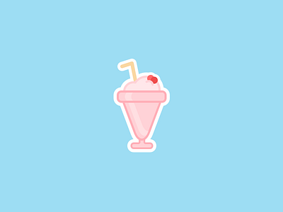 Milkshake Sticker! cute flat food icon illustration milkshake pink sticker sweet tasty ui