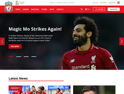 LFC homepage redesign design figma homepage design liverpool liverpoolfc redesign ui ux web web design webpage