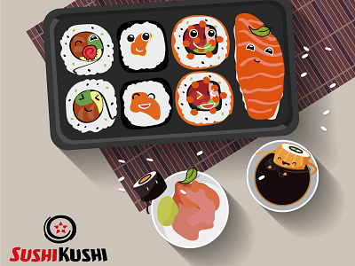 Sushi art branding design flat graphic design illustration logo typography vector