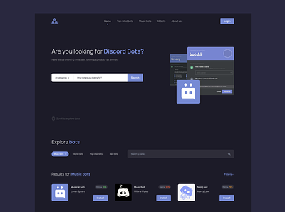 Discord bots Website app design dashboard design figma home interface product design ui user experience ux