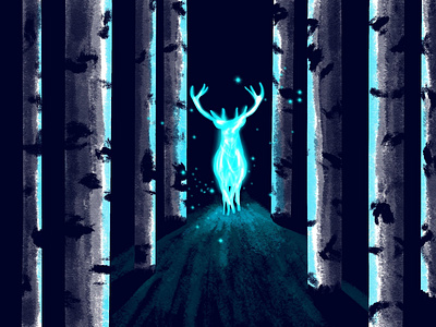 Expecto Patronum blue deer design harry potter illustration patronum procreate sketch stagg