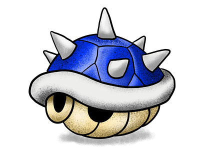 Who's in first? blue blue shell design illustration logo mario mario kart procreate sketch stipple true grit