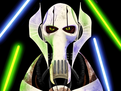 General Grievous design illustration light saber procreate star wars