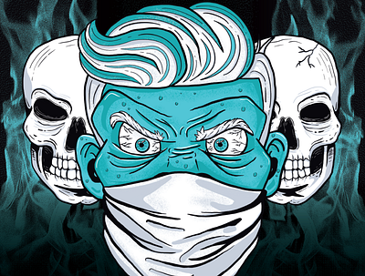 Patient 0 Festival blue corona coronavirus covid19 illustration mask procreate sketch skull