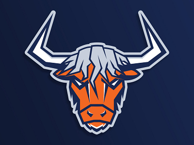 Yak Logo animal baseball blue branding bull cow design illustration logo orange sports vector wiffle yak