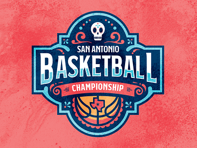 San Antonio Basketball Championship Logo basketball blue championship design illustration logo red sports sports design sports logo sugarskull texas tounament vector