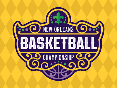 New Orleans Basketball Champiohsip Logo basketball branding championship design illustration logo mardi gras mardigras new orleans sports tournament vector wrought iron