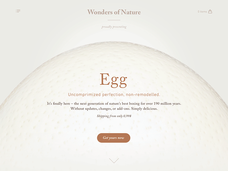 Daily UI #003 - Landing page animation concept daily ui dailyui ux design design desktop egg landing page ui web design