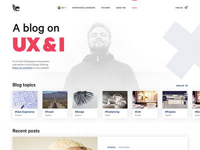 Blog re-design article blog blog feed designer freelancer portfolio posts topics ux