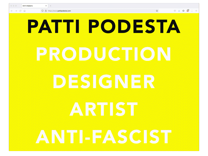 Website: Patti Podesta (actual color) brutalist color blocking interaction design trigger warning ui web design website
