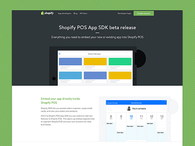 Shopify Pos App SDK design ios ipad landing page pos schedule tablet web