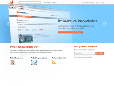 Highbeam Research Homepage