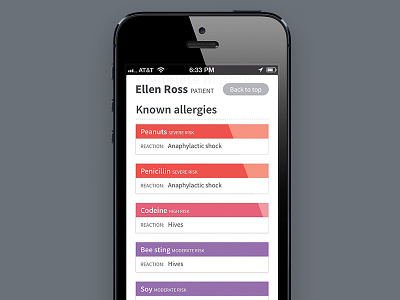Health Design Challenge interface iphone mobile web