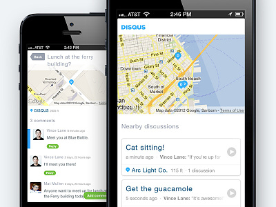 Disqus Local comments disqus interface iphone map mobile web