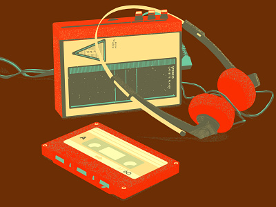 Walkman design digital illustration illustration music vintage