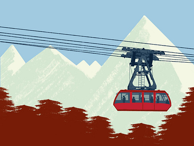 Ski Lift art artist digital illustration editorial illustration illustration procreate