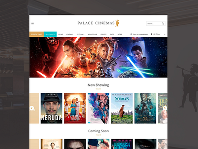 Palace Cinemas art direction cinema user experience user interface webdesign
