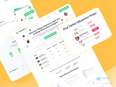 Influence Grid by Kicksta | Discover TikTok influencers Website avatar bulma colorful dashboard facebook influence influencers instagram social social media social media design social network system design tik tok tiktok vuejs web design yellow