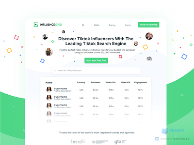 Influence Grid by Kicksta | Discover TikTok influencers Website