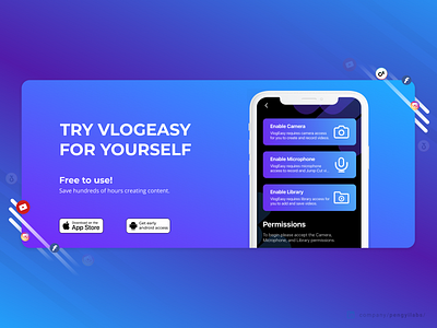 VlogEasy Fast Video Editor with Jump Cut Design adobe after effects editor final cut final cut pro landing page landings mobile pengyilabs pink premiere purple robmoya video video editor web design web designer