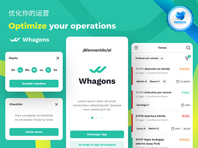 Task Management Admin Tool Design | Whagons design development green interface light management platform responsive software task ui user ux website 平台 用户 设计