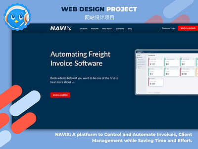 Navix blue branding design illustration landing page logo ui web web design website