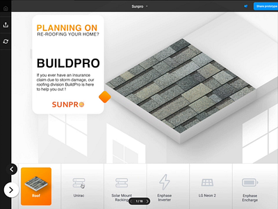 Sunpro Solar Panel Installation Prototype for Sales Presentation 3d efficiency energy figma green interactive lights panels presentation prototype sales solar sun tablet ui yellow