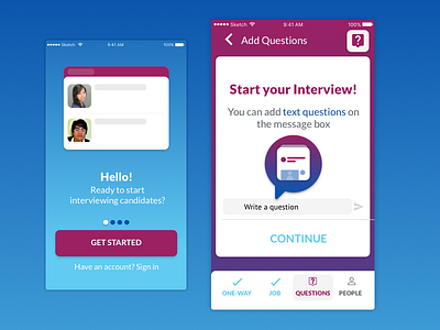 Interview App Prototype app interview messages question video