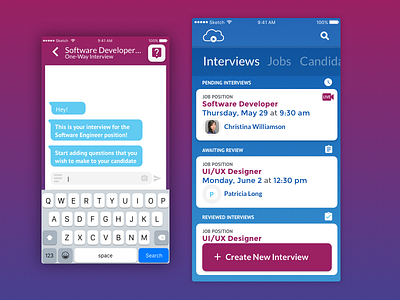 Interview App Prototype app interview messages question video