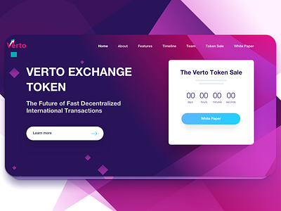 Vertotoken Design for ICO bitcoin counter crypto currency ethereum exchange futuristic gradient ico sale token