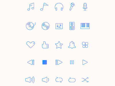 Linear icons for Music app design icon icon set music ui