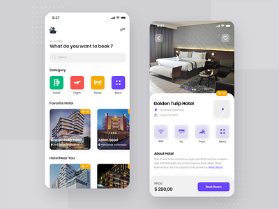 Hotel Booking App android app booking booking app booking system clean concerts flight hotel hotel booking maps minimalist mobile plane ticket restaurant room simple ui uidesign uiux ux