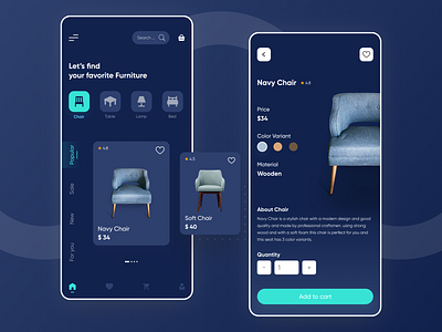 E-Commerce 🛋️ add to cart dark ui e commerce e commerce app ecommerce ecommerce app ecommerce business ecommerce design ecommerce shop eshop furniture app furniture store marketplace mobile mobile ui shop shopping shopping app store uiux