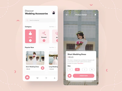 Wedding App Exploration 👰 accessories app app app design bouquet clean dress ecommerce ecommerce app married marry pink ring shop shopping shopping app ui uiux wedding wedding app wedding card