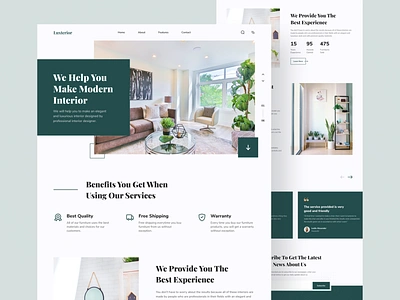 Luxterior - Interior Landing Page clean furniture furniture app furniture design furniture landing page furniture website interface interior interior architecture interior design interior landing page landing landing page design landingpage minimalist real estate uiux web design web design agency website