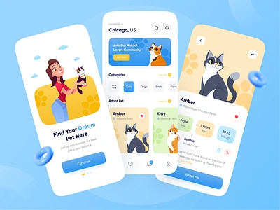 Pet Adoption App adoption animal animal food app cat dog minimal minimalist mobile pet pet adopt pet adoption pet app pet care pet rescue pet store petshop social uidesign uiux