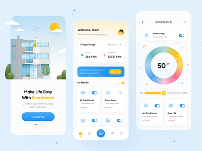 Smart Home App app clean ui consumption device devices electric electricity electronic energy energy usage home home app home monitoring house mobile monitoring smart smart app smarthome uiux
