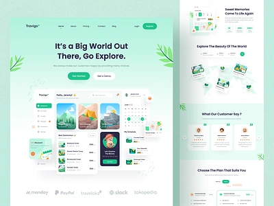 Travigo - Travel Landing Page ✈️ adventure agency booking app destination explore flight app homepage travel travel agency travel app travel booking travel dashboard travel landing page travelling trip ui uiux vacation web design website