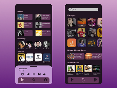 Music App app dark design mobile app mobile design mobile ui music app music player ui