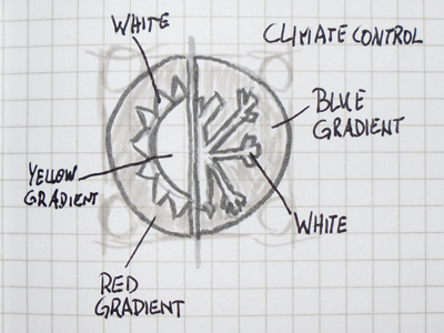 Quick Sketch Climate Control Icon blue circle climate control icon illustration round sketch web yellow