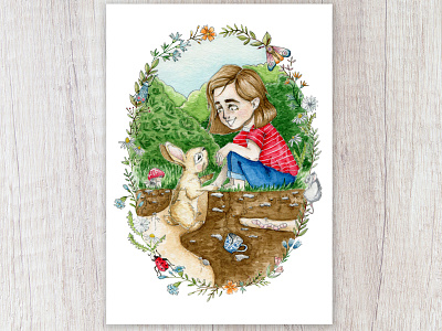 Making Friends art capetown chestnut brown child childrens illustration design flowers garden illustration insects moth mouse rabbit sketch story teacup watercolor watercolor painting worm